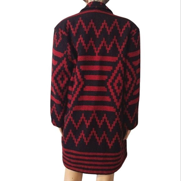 Woolrich USA Women's Size Small Navajo Red Black Button Up Coat With Pockets - Picture 2 of 13